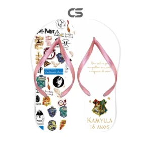 Chinelo Personalizado Aniversário Harry Potter Correia Cores