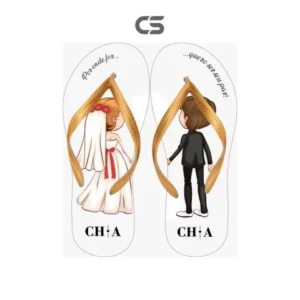 Chinelo Personalizado Casamento Iniciais Mini Noivos Desenho